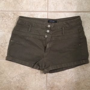 Green Stretchy High-Waisted Shorts
